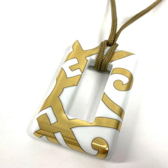 HERMES Accessories Pottery Necklace Porcelain White - Picture 1 of 10